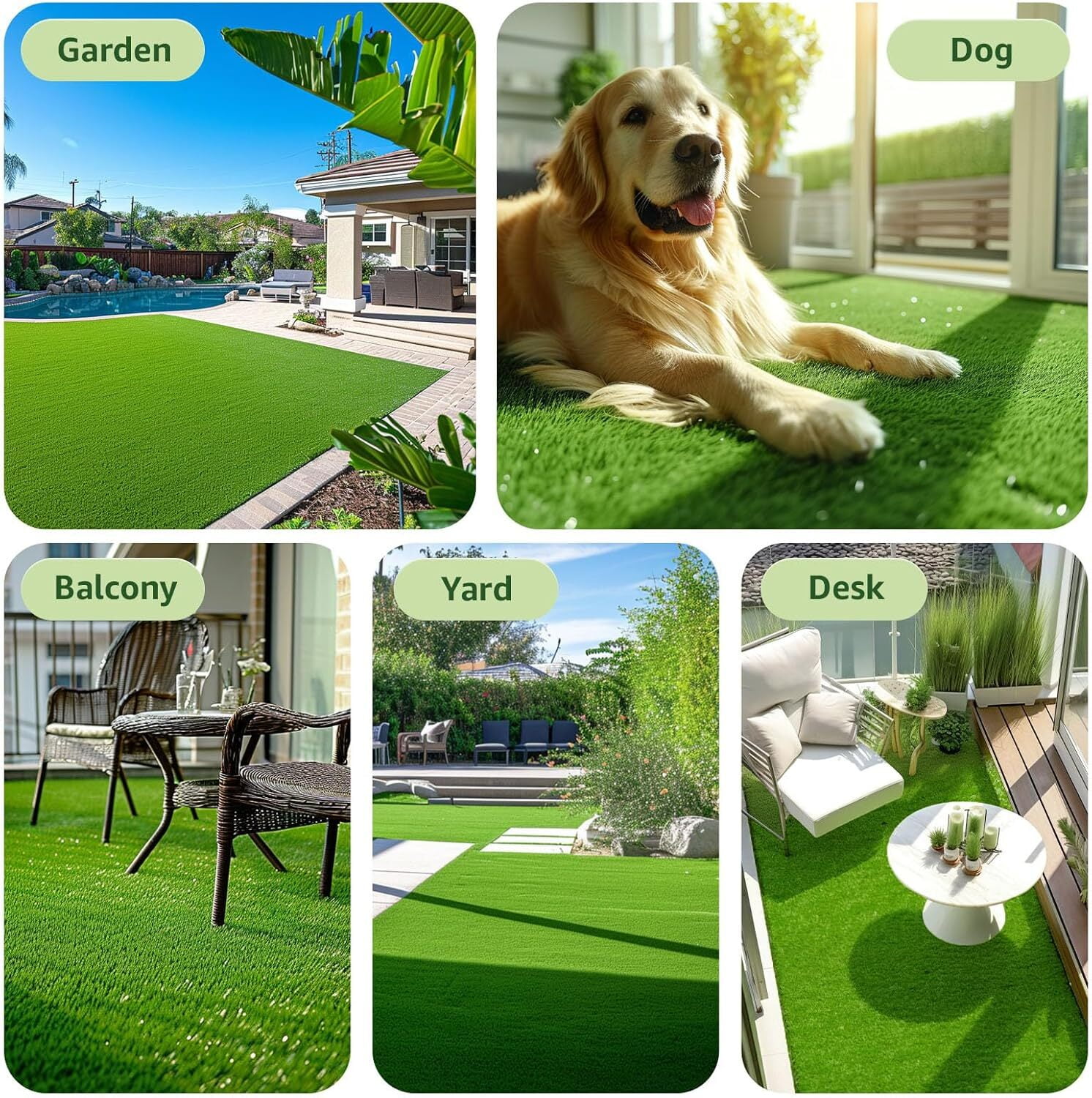 Katinyos Artificial Grass Turf, 2FT x 6FT Artificial Grass Rug, Dog Grass Mat with Drainage Holes, Synthetic Fake Grass for Garden Lawn Landscape Christmas Weddings
