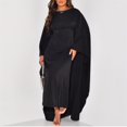 thumbnail image 5 of Elegant Satin Maxi Party Dress for Women Batwing Sleeves Round Neck Loose Flowing Abaya Robe, 5 of 6