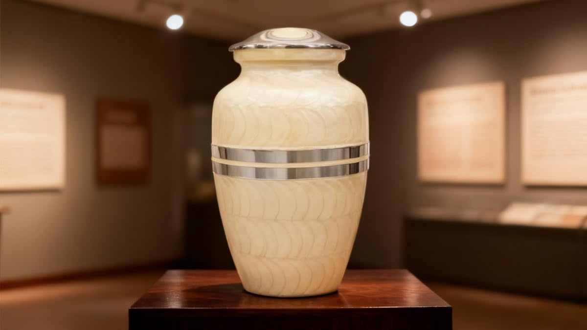 Cremation for Human Female for Funeral Burial & Home Urns for Ashes Adult Large Urns for Mom & Cremation Urns for Women for Ashes Decorative for Adult (White)