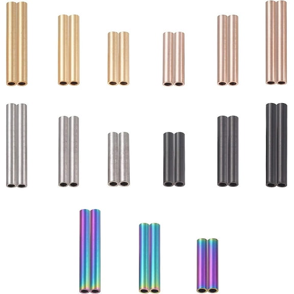 1 Box Mixed Color Tube Beads 30pcs 15/20/25mm Stainless Steel Tube Beads Loose Beads Long Metal Beads for for Jewelry Making Necklaces Bracelets 2mm Hole