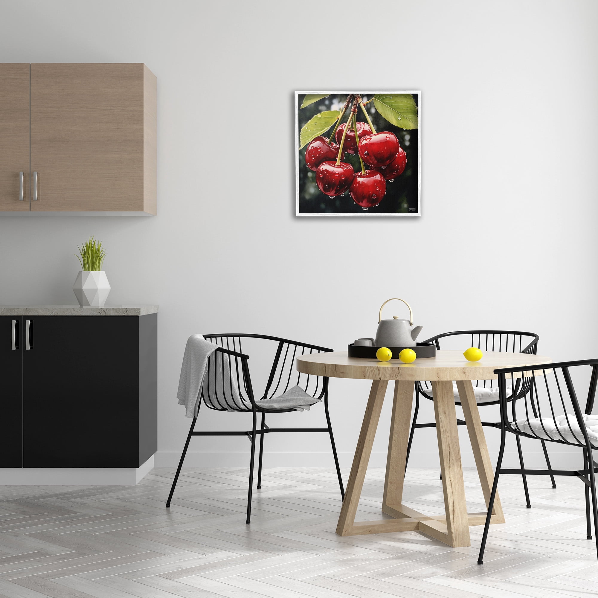 Stupell Industries Cherries with Water Droplets Food & Beverage Painting White Framed Art Print Wall Art, 24 x 24