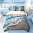 thumbnail image 3 of Manfei Beach Wave Sunset Twin Bedding Sets for Kids Boys and Girls, Coastal Ocean Print Bedding Comforter Set, Reversible 7-Piece, 3 of 6