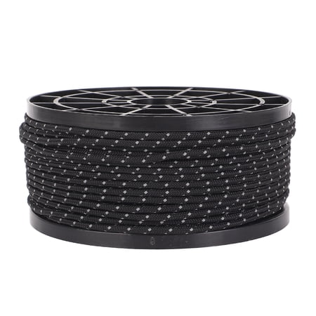 M Buder Reflective Paracord Rope 164FT (50m) Polypropylene 2.5mm Thin Windproof Portable Tent Guyline Parachute Cord For Outdoor Camping Hiking Backpacking Survival Bindings, Classic Black Edition