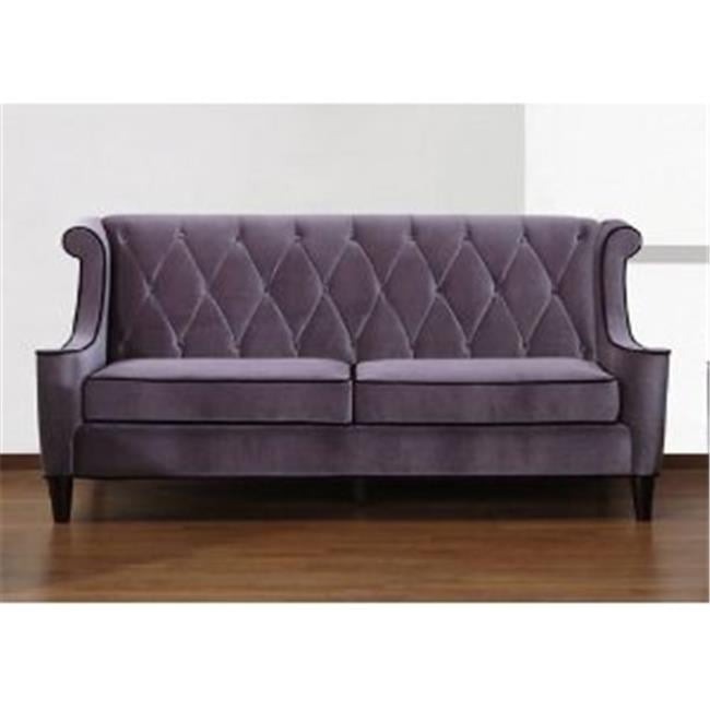 Armen Living LC8443GRAY 844 Barrister Sofa Gray Velvet-Black Piping
