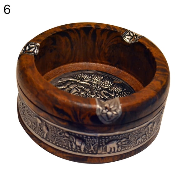 Trayknick Retro Vintage Wooden Emboss Ashtray Home Office Cigar Tobacco Ash Tray Case