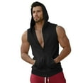 thumbnail image 2 of Pxiakgy Double Tank Men's Fitness Top Hooded Sleeveless Zipper Blouse Vest Casual Tops Men's Tank Tops Black + XXL, 2 of 5