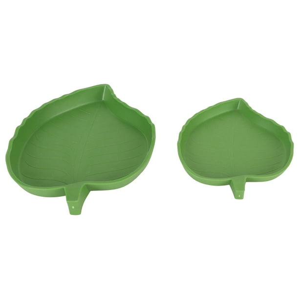 Reptile Food Water Bowl Shallow Burrs Free Leaf Shape Plastic Reptile