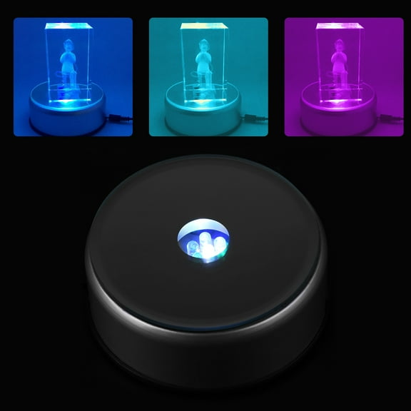 . life LED Colorful Light Rotating Crystal Display Base Stand Holder with AC US Adapter Sier, led display stand, led display holder