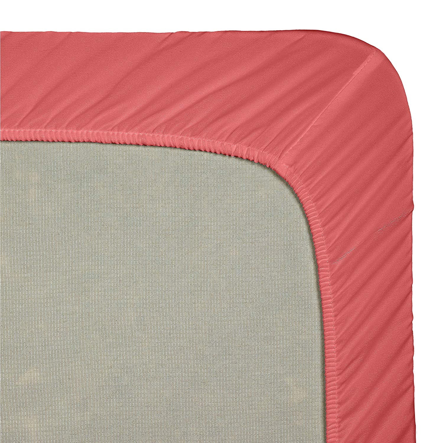 Clara Clark Premier 1800 Collection Single Microfiber Fitted Sheet, Full Size, Coral Pink