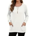 thumbnail image 4 of TARAINYA Women's Daily Wear Long Sleeve Sweatshirt Casual Loose Round Neck Pullover with Pockets, 4 of 9