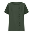 thumbnail image 5 of MIUOWANP Oversized Women's Short Sleeve Tops Casual Stylish Solid Color Loose Breathable Fake Button Blouse Size XXL(12)Army Green, 5 of 5