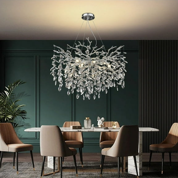 RRBEST Silver Luxury Tree Branch Chandelier,Modern Chandelier Crystal Light Fixture,Pendant Lamp