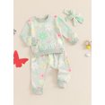thumbnail image 3 of Suealasg Baby Girl Fall Outfits 6M 1T 2T 3T 4T Toddler Girl Clothes Long Sleeve Floral Butterfly Print Pullover Tops +Long Pants+Headband 3Pcs Little Girl Casual Autumn Tracksuit Clothing, 3 of 7