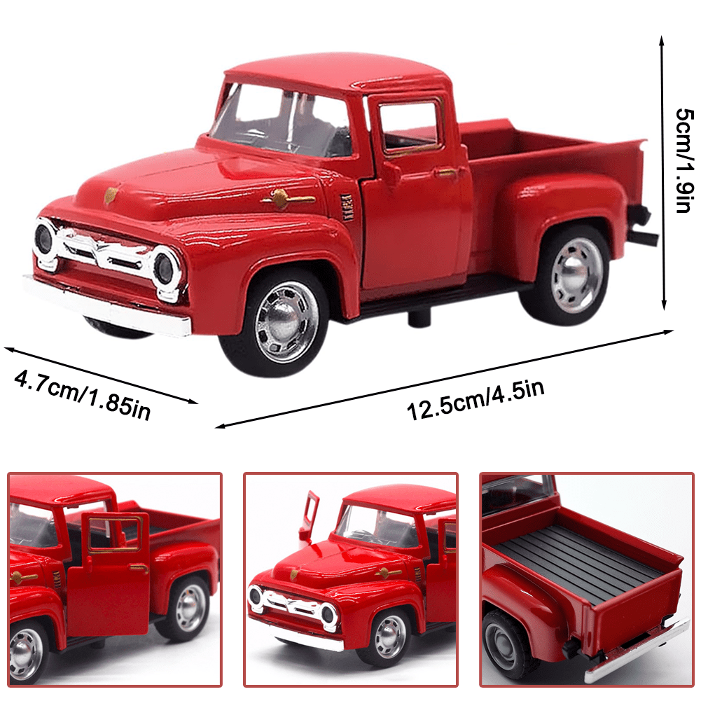 HYPERLIVING 1:32 Alloy Kids Car Toy Driveable, Car Door Can Open, Little Blue Truck Toy for Toddlers 2-8 Years Old Boys Girls Kids, Easter Christmas Birthday Gifts (Red Truck)
