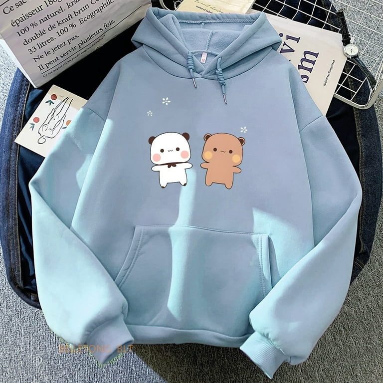 Cute Panda Bear Bubu Dudu Sweatshirts Flowers Cartoon Printing Hoodies Kawaii Long Sleeve Women Men Clothing Sudaderas Girls Top Gift QY Walmart