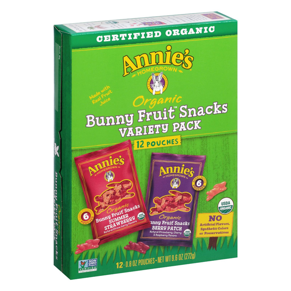 Annie's Homegrown Organic Bunny Fruit Snacks Variety Pack 9.6 oz Boxes Single Pack