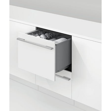 Fisher & Paykel - 24" Top Control Built-in Stainless Steel Tub Dishwasher with Integrated Double DishDrawer 44dBA - Custom Panel Ready - Custom Panel Ready