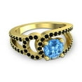 thumbnail image 3 of 2.50 Carat Round Cut Blue Topaz & Black Onyx Gemstone Luxurious Bridal Ring for Women Solid 14K Yellow Gold Size 4.5 by Diamond-Capitals, 3 of 8