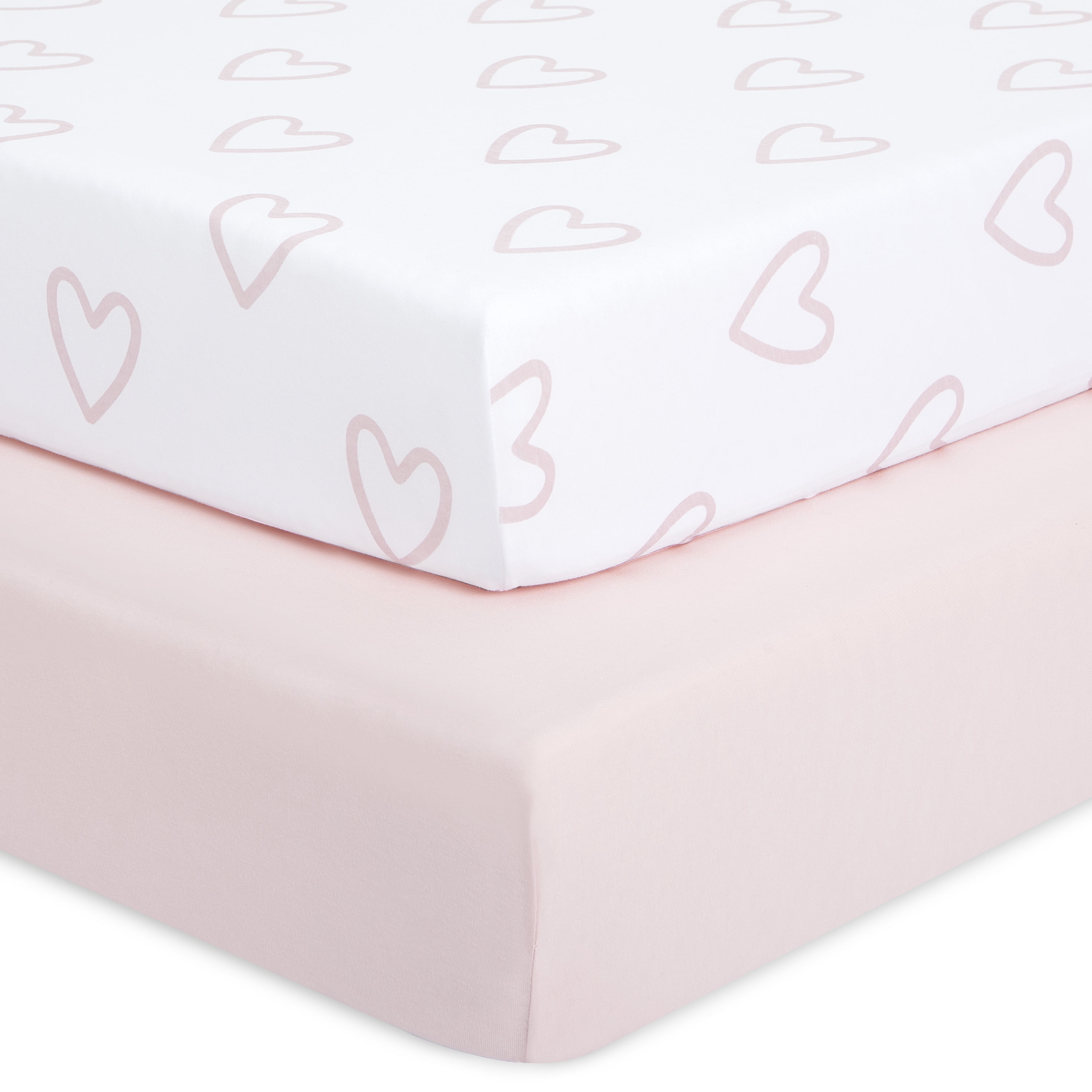 Evolur I Heart You Collection ( 2pc Sheet Set ), Baby Pink & Heart Print