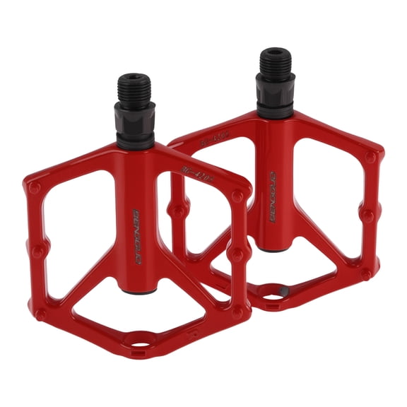 Unique Bargains Bicycle Pedal Aluminum Alloy Universal Bike Flat Pedal Red Fit 14mm Axles Non-Slip Bicycle Pedal for BMX MTB Road Bikes 1 Pair