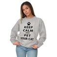 thumbnail image 3 of Keep Calm Pet Your Cat Kitty Lovers Unisex Plus Fleece Graphic Sweatshirt Brisco Brands 5X, 3 of 5