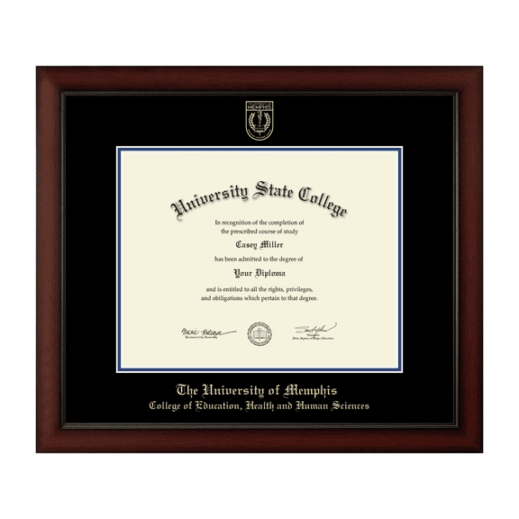 Framerly - Memphis Education Diploma Frame with Black and Royal Blue Mat