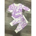 thumbnail image 4 of 2 PCs Newborn Tie-dye Print Outfits, Infant Long Sleeve Round Neck Romper and Drawstring Trousers Set, 4 of 4
