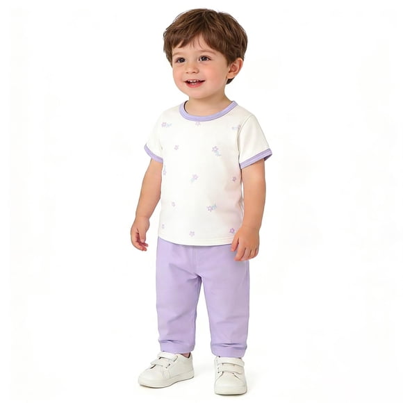 Ropa fina de verano para bebés, hecha de poliéster, para hombres y mujeres, para recién nacidos, con aire acondicionado, pijama de manga corta y cuello redondo.