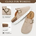 thumbnail image 3 of Women's Suede Clogs Platform Cork Footbed Footwear Comfort Memory Foam Mules with Arch Support Slip On Slippers Potato Shoes for Women Outdoor Indoor, 3 of 7