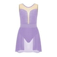 thumbnail image 2 of YUUMIN Gymnastics Leotard for Girls Mesh Patchwork Performance Costume Shiny Rhinestone Ballet Dance Dress Light Purple 8, 2 of 6