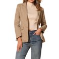 thumbnail image 1 of BLAZER DE DENIM PARA MUJER INSPIRADOR CHIC, CON SOLAPA EN V, DE UN SOLO BOTÓN, CON ALMOHADILLAS EN LOS HOMBROS, CHAQUETAS DE TRABAJO, TALLA L, CAQUI, 1 of 6