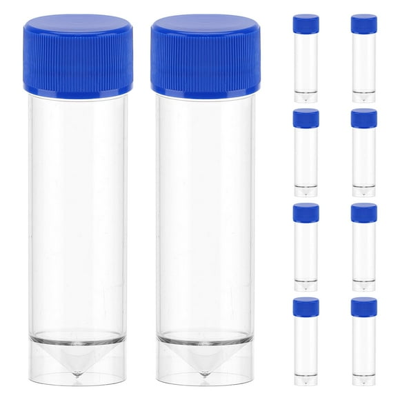 Hemobllo 10pcs Plastic Specimen Cup with Lid Stool Specimen Container Without Label Laboratory Medical Use 25-30ml (Without Spoon)