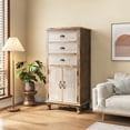 thumbnail image 4 of AENKYO 51" Rustic Wood Storage Cabinet with 3 Drawers, Tall Farmhouse Accent Chest for Small Spaces, Antique White, 4 of 8