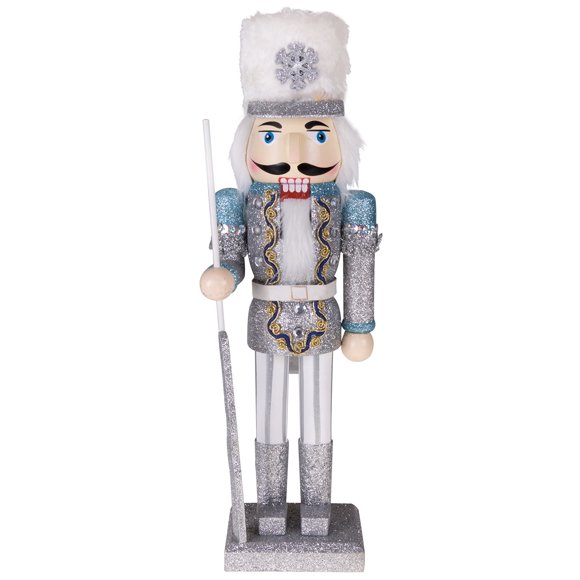 Clever Creations Snow King 14 Inch Traditional Wooden Nutcracker, Festive Christmas Décor for Shelves and Tables