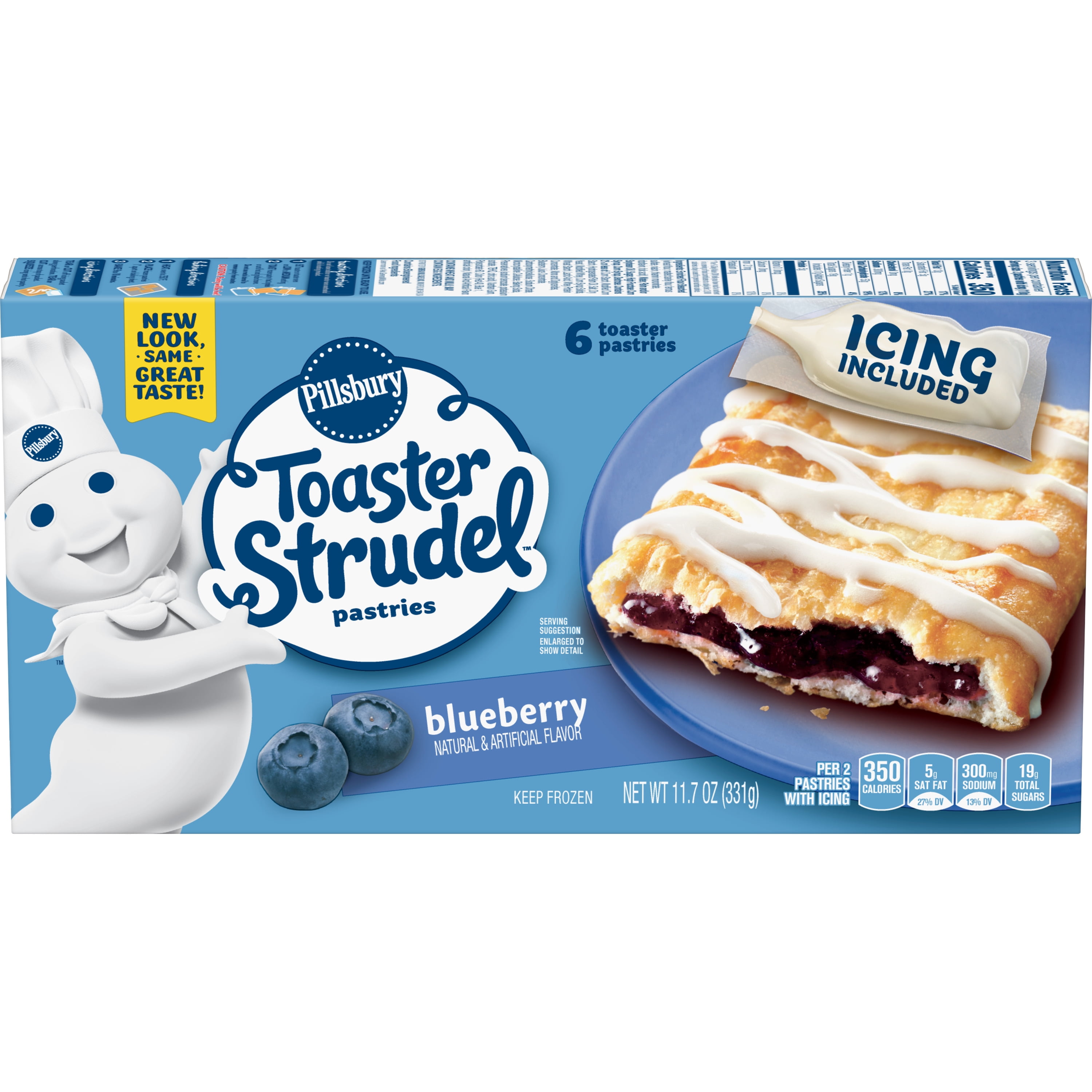 Pillsbury Toaster Strudel Blueberry Toaster Pastries, 6 Ct, 11.7 oz