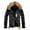 Black, variant on Herrnalise Men's faux fur Collar Winter Cargo Jacket Casual Denim Jacket And Velvet Stand-collar Single-breasted Jacket Coat Blue