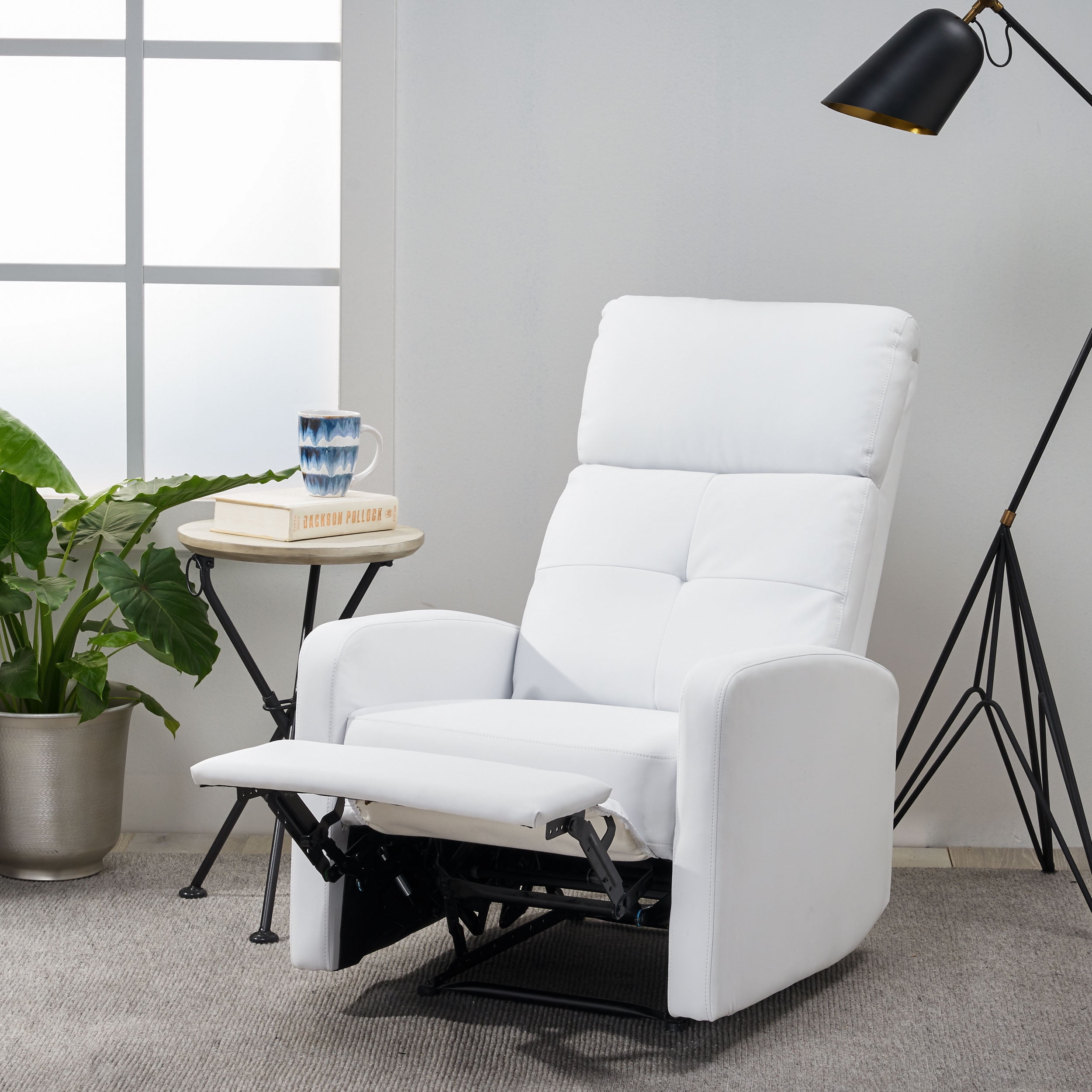 GDF Studio Svetlana Faux Leather Recliner White Walmart