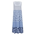 thumbnail image 4 of ERTUTUYI Women's Bohemian Floral Print Round Neck Sleeveless Beach Flowy Party Maxi Dress Blue M, 4 of 6