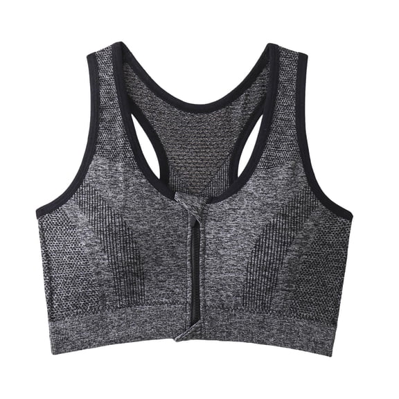 PBFRDSJ Women's Zipper Front Sports Bras Wireless Post-Surgery Lingerie Racerback Bras with Removable Padded for Yoga Activewear