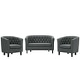 thumbnail image 1 of Modern Contemporary Urban Design Living Room Lounge Club Lobby Armchair and Loveseat Sofa Set, Fabric, Grey Gray, 1 of 6