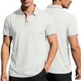 thumbnail image 2 of BUIGTTKLOP Mens Short Sleeve T Shirts Solid Color Button Golf Shirt Casual Breathable Business Office Tee Tops, 2 of 5