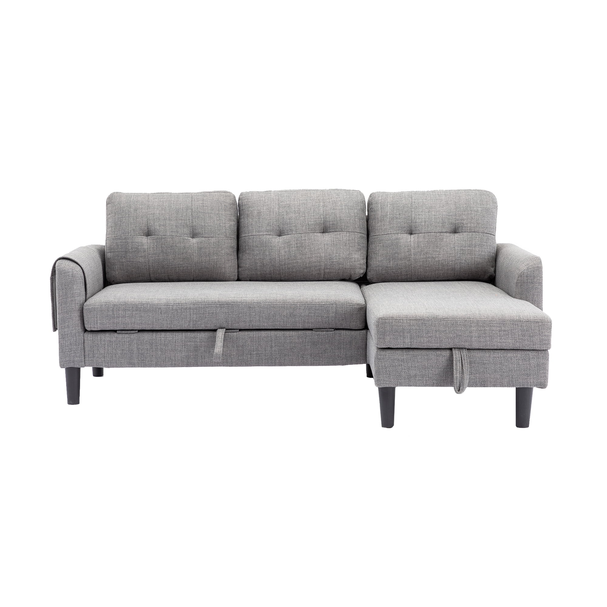 Resenkos L Shaped 4-Seat Sleeper Sectional Sofa Couch Pull-Out Bed and Storage Chaise Lounge, Light Gray Resenkos L Shaped 4-Seat Sleeper Sectional Sofa Couch Pull-Out Bed and Storage Chaise Lounge, Light Gray