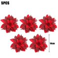 thumbnail image 1 of Flores artificiales de Navidad, cabezas de flores ostentosas de oro rojo, adornos para árbol de Navidad, fiesta, vacaciones, Festival, Año Nuevo, 1 of 4