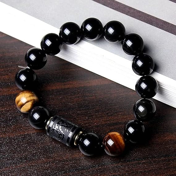 Dragon and phoenix obsidian bracelet discount