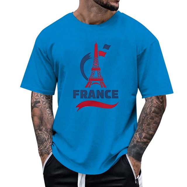 Playeras De Bambu Para Hombre, Camiseta De Manga Corta Con Cuello Redondo Y Estampado De Moda Francesa 2024 Para Hombre