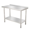 thumbnail image 1 of Table de Travail en Acier Inoxydable Yiwa avec Dosseret, Tablette Inférieure Réglable et Niveleurs de Pieds, Table de Préparation Robuste pour la Maison, le Restaurant et l'Hôtel, 1 of 7