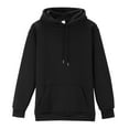 thumbnail image 2 of Black Essentials Hoodie, Polyester Hoodies for Women, Sweatshirt Color Pullover Casual Hooded Sleeve Pocket Women's Long Solid Women's Coat XXL, 2 of 9