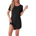 thumbnail image 1 of Camisón de mujer INSPIRE CHIC, vestido de camiseta, colorido, a rayas, con mangas cortas, camisón de noche, talla 2XL, negro, 1 of 6