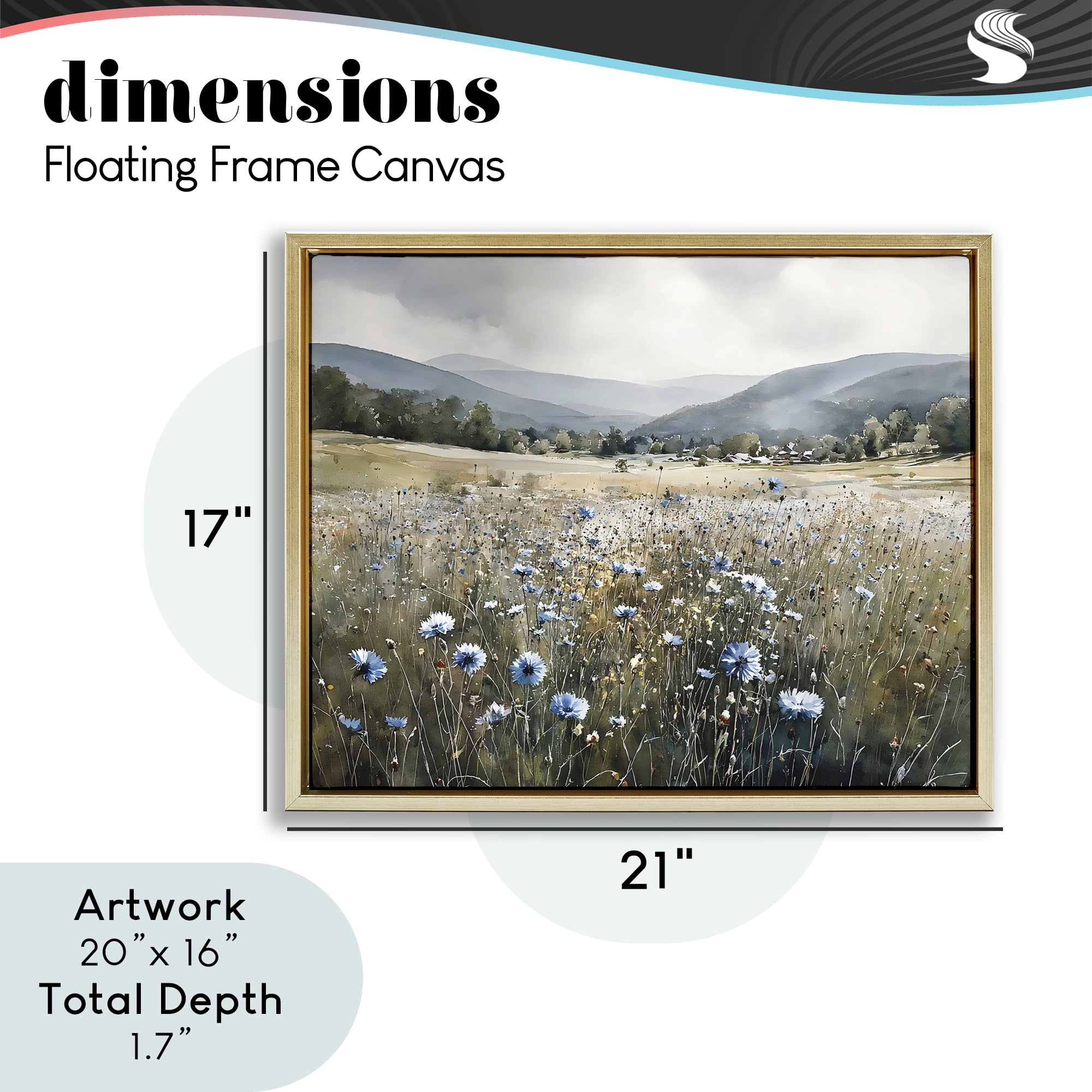 Stupell Industries Sapphire Speckled Fields Gold Framed Floater Canvas Wall Art, design by Franklyn Gregory