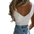 thumbnail image 3 of Tank Tops for Women V Neck Ribbed Tank Tops, Askfv Sleeveless Basic Casual Cami Shirts, 3 of 7